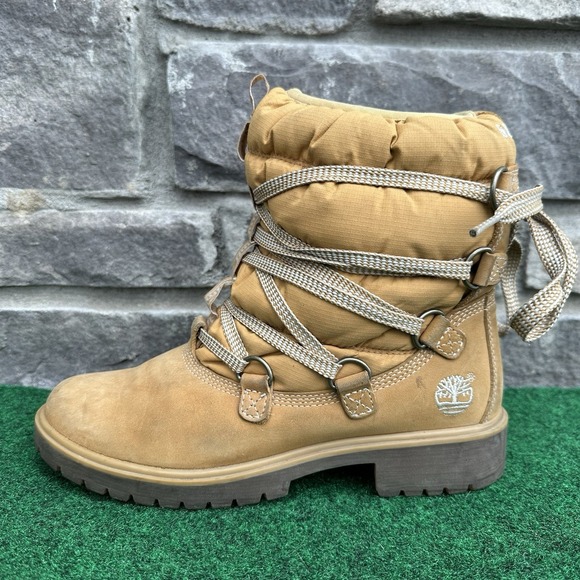 Women's 7 M - Timberland 650 Down Fill Wheat Nubuck Hiking Boots Insulated - Picture 2 of 8